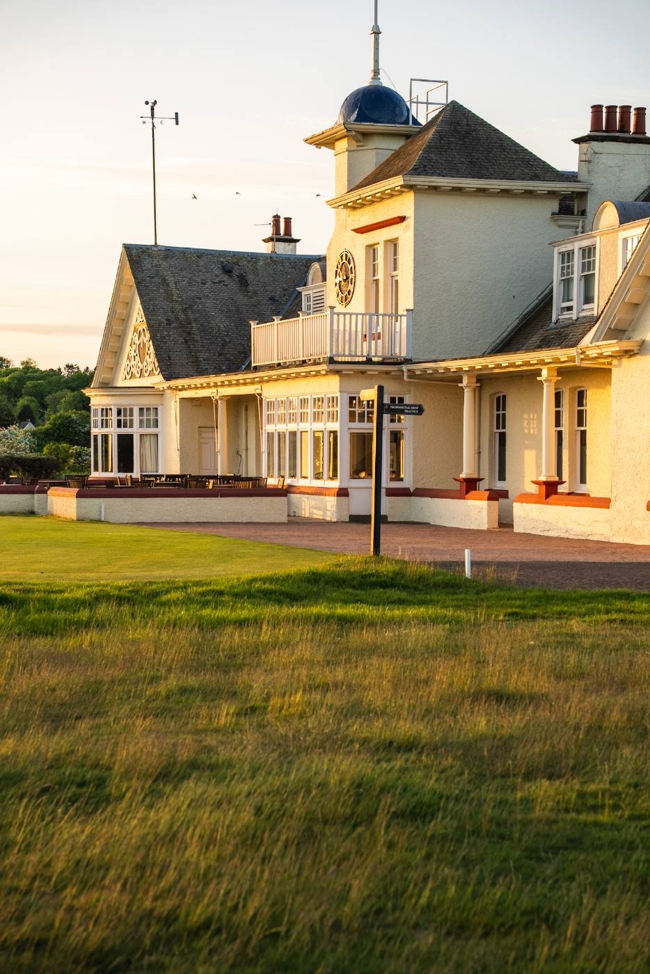 The clubhouse tower and clock.
